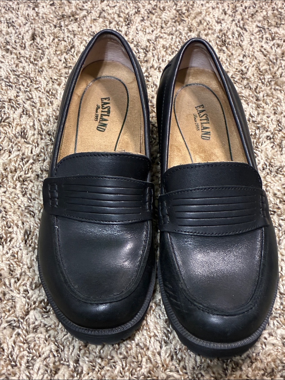 Eastland Black Leather Penny-Style Loafers